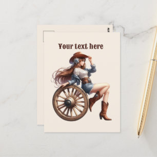 Carte Postale Cute Western Cowgirl ajouter un message