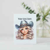 Carte Postale Cute Western Cowgirl ajouter un message (Debout devant)