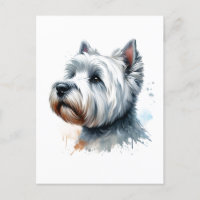 Cute Westie Chien Visage Aquarelle Art