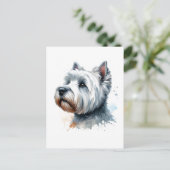 Carte Postale Cute Westie Chien Visage Aquarelle Art (Debout devant)