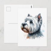 Carte Postale Cute Westie Chien Visage Aquarelle Art (Devant / Derrière)