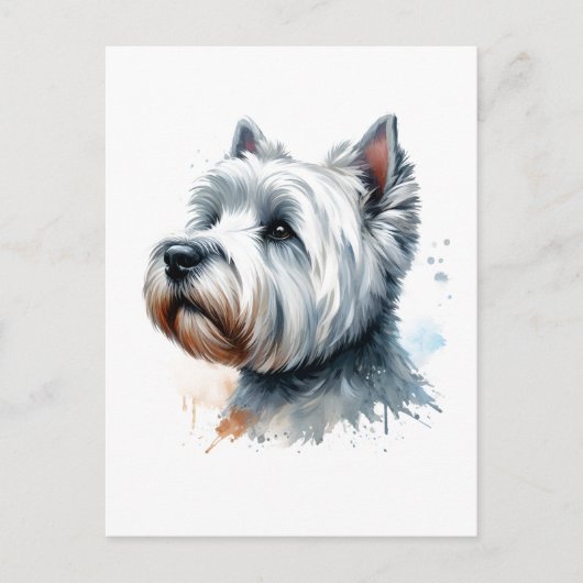 Carte Postale Cute Westie Chien Visage Aquarelle Art (Devant)