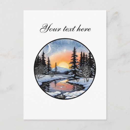 Carte Postale Cute Winter scène personnalisable (Devant)
