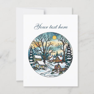 Carte Postale Cute Winter scène personnalisable