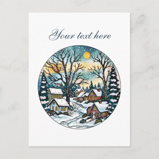 Carte Postale Cute Winter scène personnalisable (Devant)