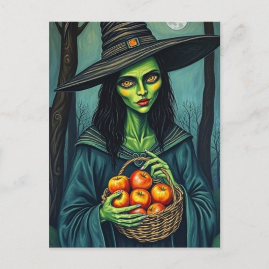 Carte Postale Cute Witch With Apples (Devant)
