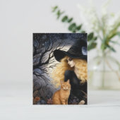 Carte Postale Cute Witch With Her Ginger Kitty (Debout devant)