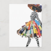 Carte Postale Cute Woman in Collage Outfit (Devant)