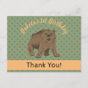 Carte Postale Cute Woodland Grizzly Oear Cub Merci
