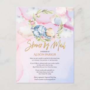 Carte Postale Cute Woodland Teddy Bear Boy Baby shower par courr