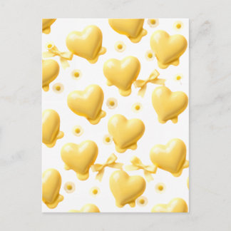 Carte Postale Cute Yellow Hearts Postcard - Sweet Candy Love Not