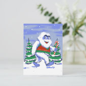 Carte Postale Cute yeti christmas in forest (Debout devant)