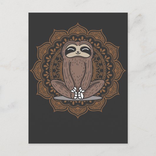 Carte Postale Cute Yoga Sloth Bouddhisme exercice de méditation (Devant)