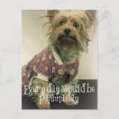Carte Postale Cute Yorkshire Terrier en pyjama avec une citation (Devant)