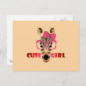 Carte Postale Cute Zebra Connaît Une Fille Mignonne; Dessin & Sl (Devant / Derrière)