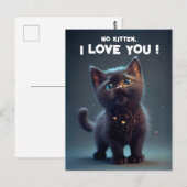 Carte Postale Cutie Black Kitten : Pas de gamin, je t'aime ! (Devant / Derrière)