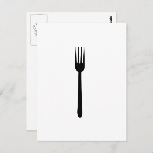 Carte Postale Cutlerie de Fourche Silhouette Simple Art Foodie A (Devant / Derrière)