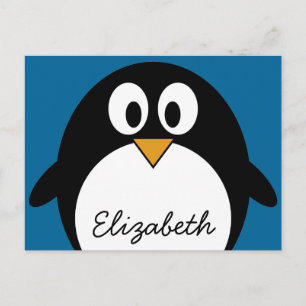 Carte Postale cutoon penguin blue background