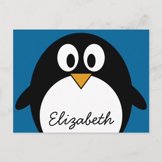 Carte Postale cutoon penguin blue background (Devant)