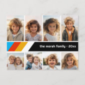 Carte Postale Cyan Retro Stripe - 8 Photo Collage (Devant)