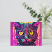Carte Postale Cyber Chat Psychédélique (Debout devant)
