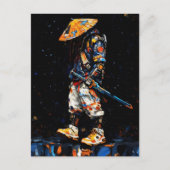 Carte Postale Cyber Ninja Palette Knife Neon Orange Impasto (Devant)