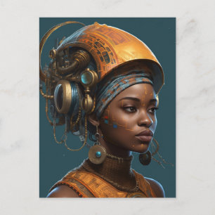 Carte Postale Cyberpunk Black Woman Science-Fiction
