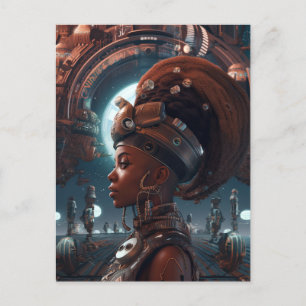Carte Postale Cyberpunk Black Woman Science-Fiction