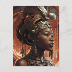 Carte Postale Cyberpunk Black Woman Science-Fiction