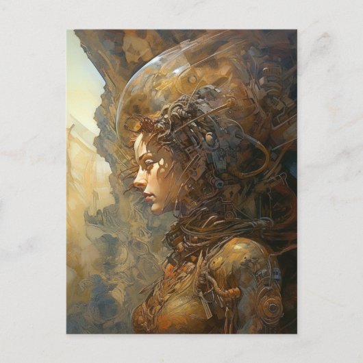 Carte Postale Cyberpunk Cyborg Femme Science-Fiction (Devant)