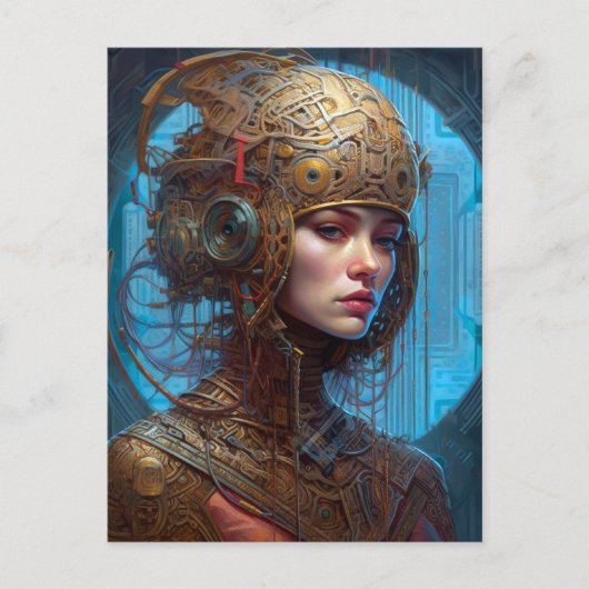Carte Postale Cyberpunk Femme Science-Fiction (Devant)