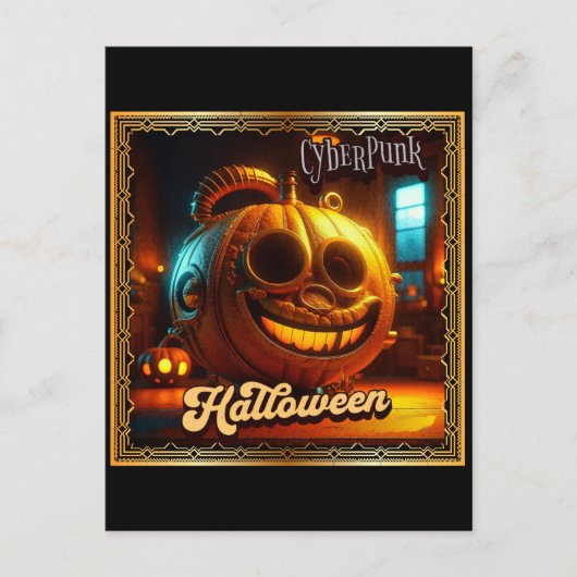 CARTE POSTALE CYBERPUNK HALLOWEEN CITROUILLE (Devant)