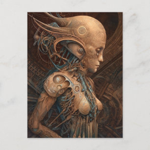 Carte Postale Cyborg Alien Femme futuriste science-fiction