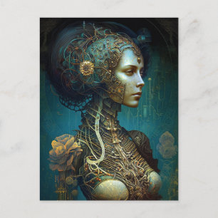 Carte Postale Cyborg Femme Imaginaire Sci-Fi Art