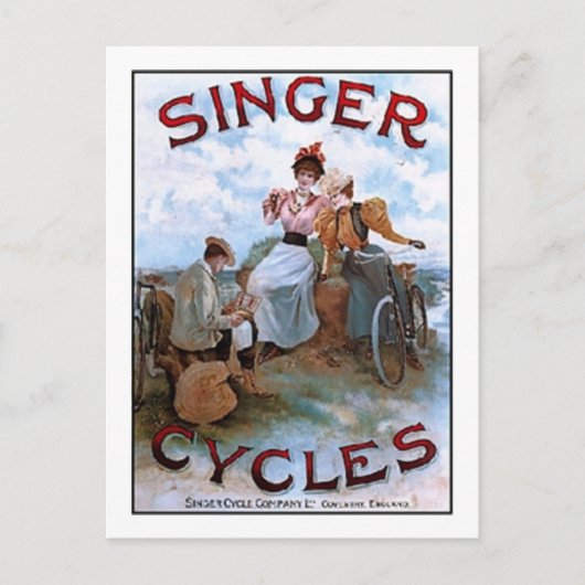 Carte Postale Cycles chanteurs vintages et publicité (Devant)