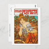 Carte Postale Cycles Perfecta, Alphonse Mucha Art Nouveau (Devant / Derrière)