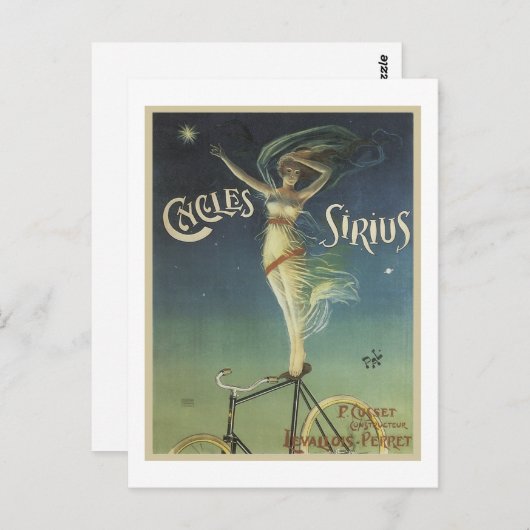 Carte Postale Cycles Sirius (Devant / Derrière)