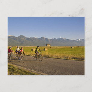Carte Postale Cyclistes sur route descendent une route de campag