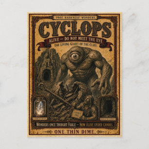 Carte Postale Cyclope, Monstre de Cirque Vintage
