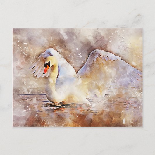 Carte Postale Cygne aquarelle (Devant)