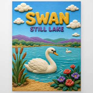 Carte Postale Cygne, Art en argile de lac calme
