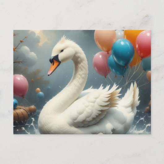 Carte Postale cygne mignon (Devant)
