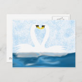 Carte Postale Cygnes subtils en amour (formes cardiaques) Cadeau (Devant / Derrière)