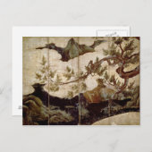 Carte Postale Cypress par Kano Eitoku, période Muromanchi (Devant / Derrière)