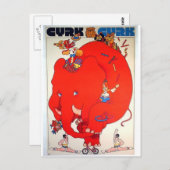 Carte Postale Cyrk Elephant Poster vintage (Devant / Derrière)