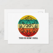 Carte Postale D20 Voici comment je roule des dés rétro (Devant / Derrière)