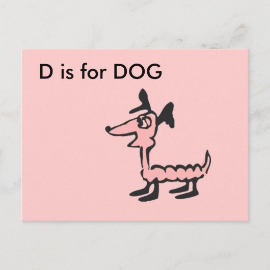 Carte Postale "D" est pour Dog Alphabet Flashcard (Devant)
