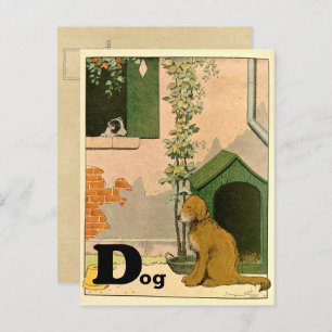 Carte Postale D est pour Dog Golden Retriever et Terrier Alphabe