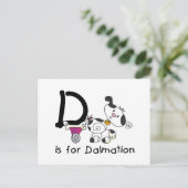 Carte Postale D est pour les T-shirts et cadeaux Dalmation (Debout devant)