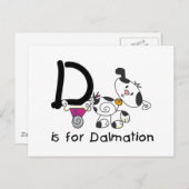 Carte Postale D est pour les T-shirts et cadeaux Dalmation (Devant / Derrière)